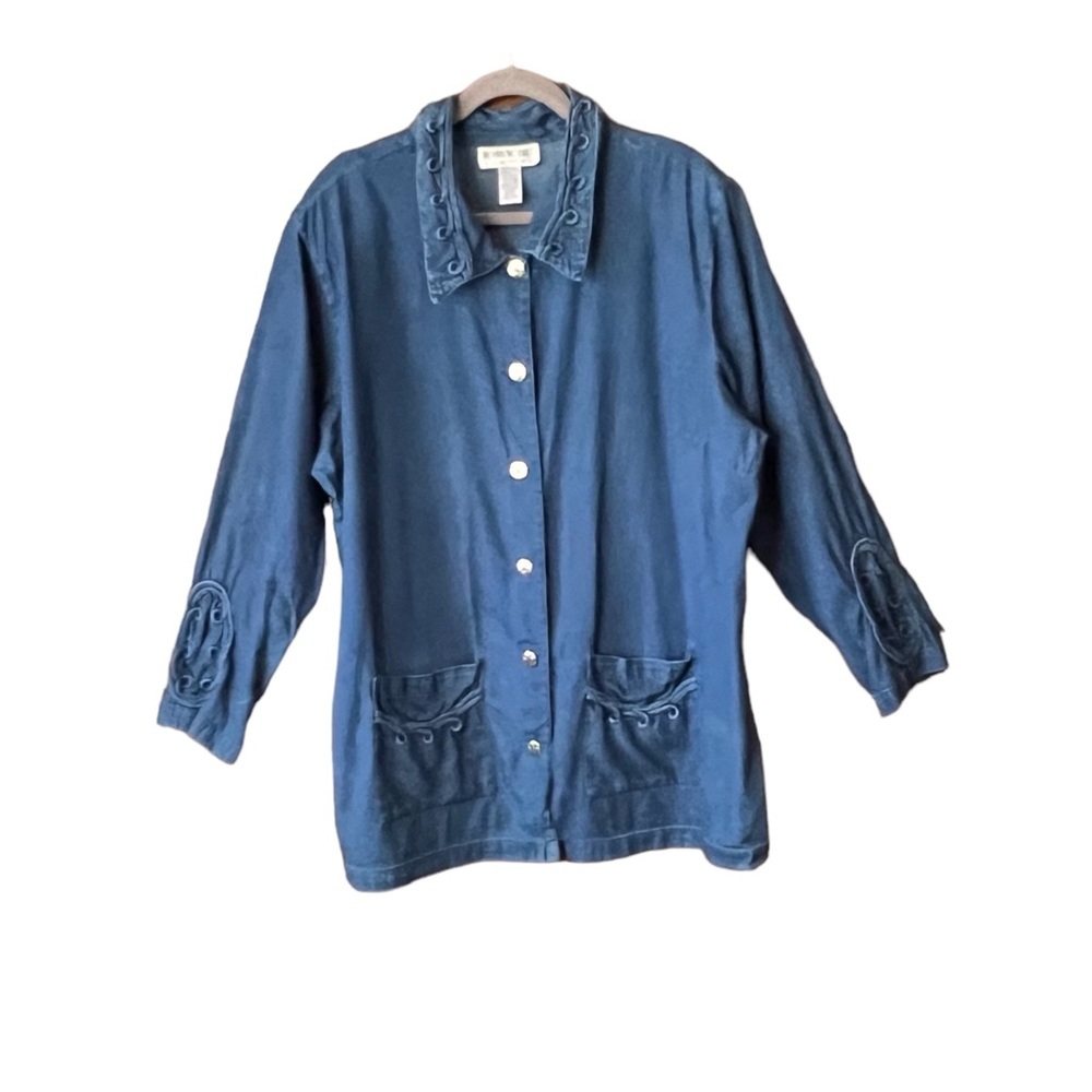 Vintage denim button up BROWNSTONE STUDIO NEW YORK errand jacket.